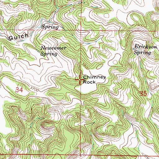 Topographic Map of Chimney Rock, MT