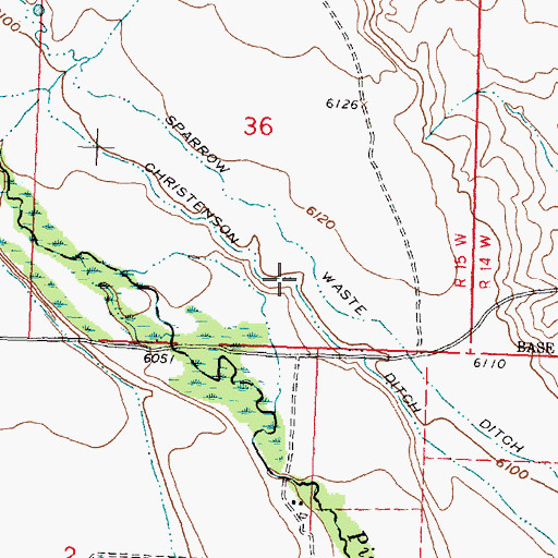 Topographic Map of Christenson Ditch, MT