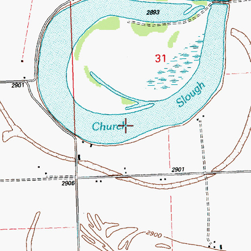 Topographic Map of Church Slough, MT
