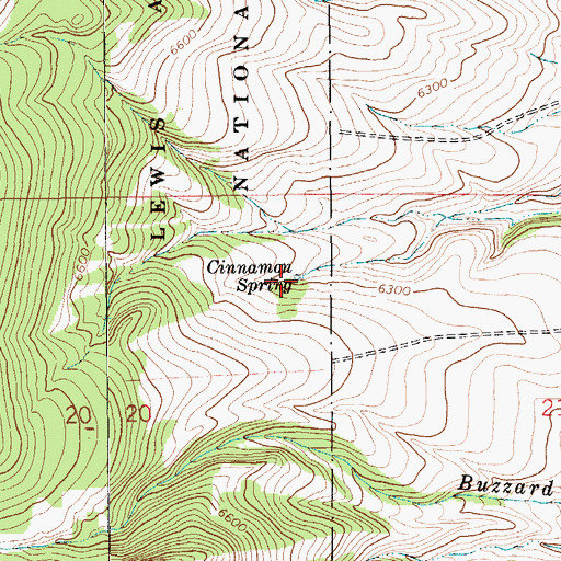 Topographic Map of Cinnamon Spring, MT