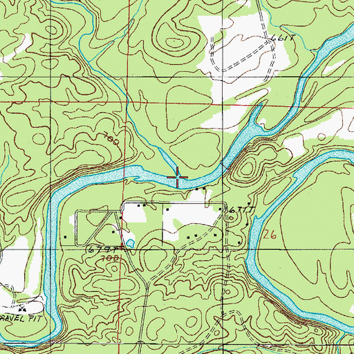 Topographic Map of Rainy Creek, AR