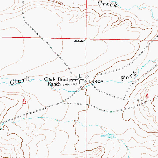 Topographic Map of Clark Brothers Ranch, MT