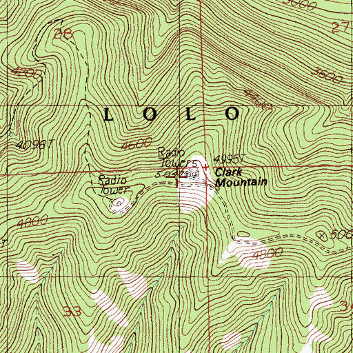 Topographic Map of Clark Mountain, MT