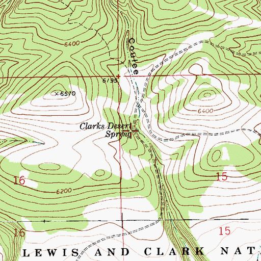 Topographic Map of Clarks Desert Spring, MT