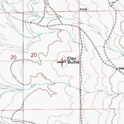 Topographic Map of Clay Butte, MT