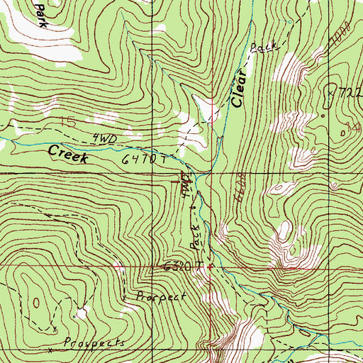 Topographic Map of Clear Creek, MT