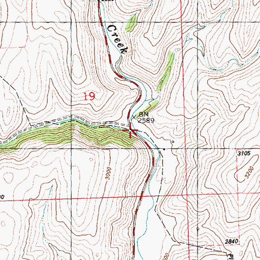 Topographic Map of Clear Creek, MT