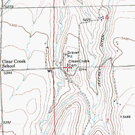 Topographic Map of Clear Creek Cemetery, MT