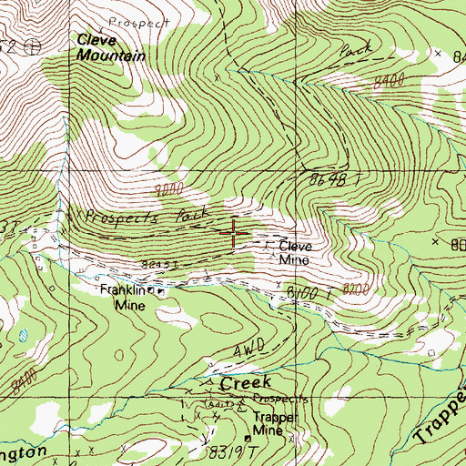 Topographic Map of Cleve Mine, MT