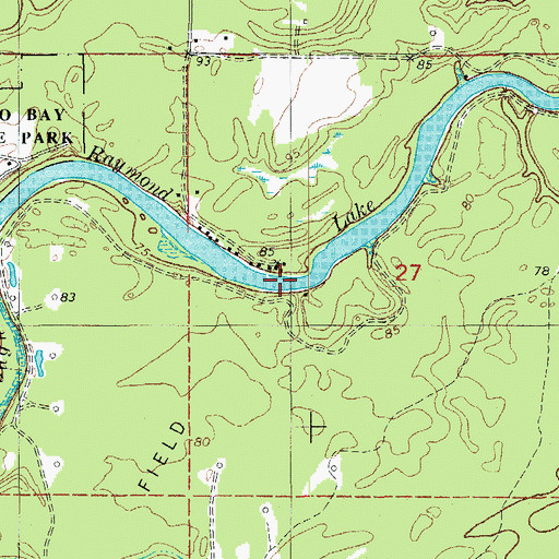 Topographic Map of Raymond Lake, AR