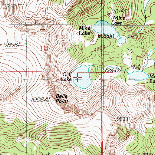Topographic Map of Cliff Lake, MT