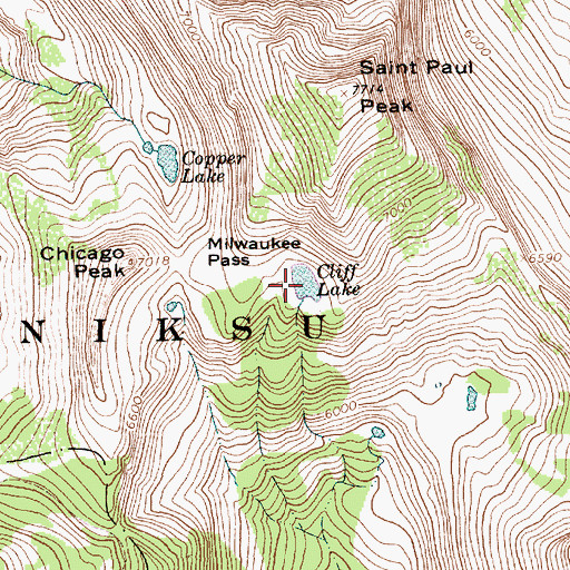 Topographic Map of Cliff Lake, MT