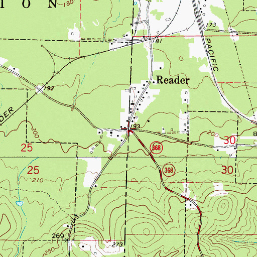 Topographic Map of Reader, AR