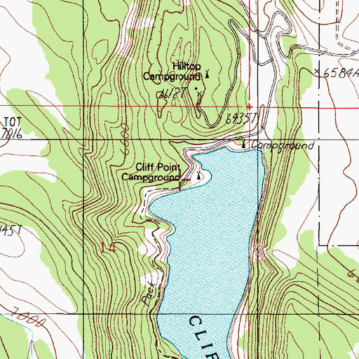 Topographic Map of Cliff Point Campground, MT
