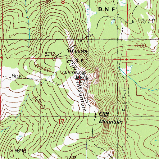 Topographic Map of Cliff Mountain, MT