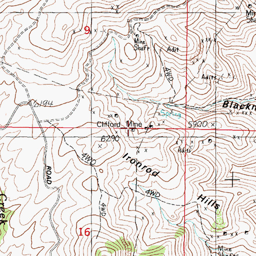 Topographic Map of Clifford Mine, MT