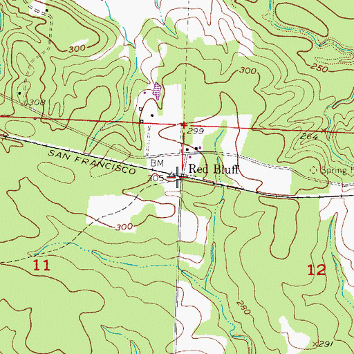 Topographic Map of Red Bluff, AR