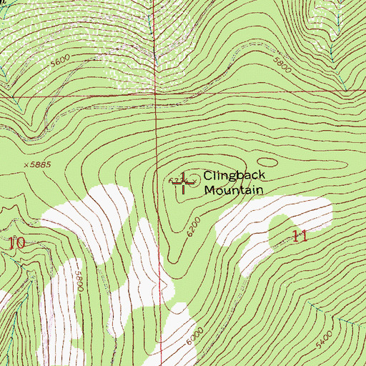 Topographic Map of Clingback Mountain, MT