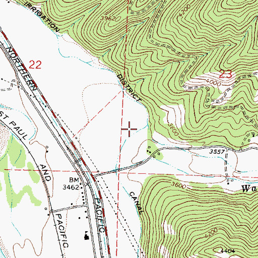 Topographic Map of Clinton Irrigation District Canal, MT