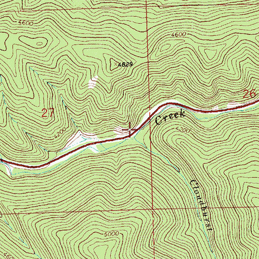 Topographic Map of Cloudburst Creek, MT