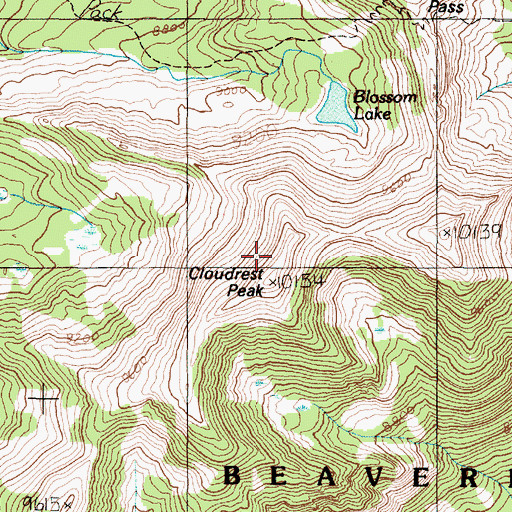 Topographic Map of Cloudrest Peak, MT