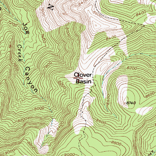 Topographic Map of Clover Basin, MT