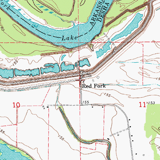 Topographic Map of Red Fork, AR