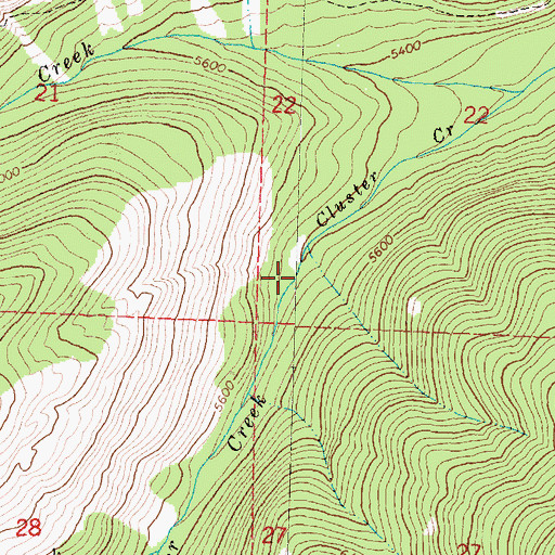 Topographic Map of Cluster Creek, MT