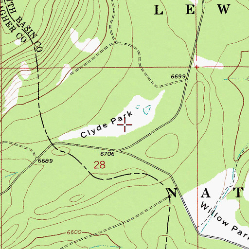 Topographic Map of Clyde Park, MT