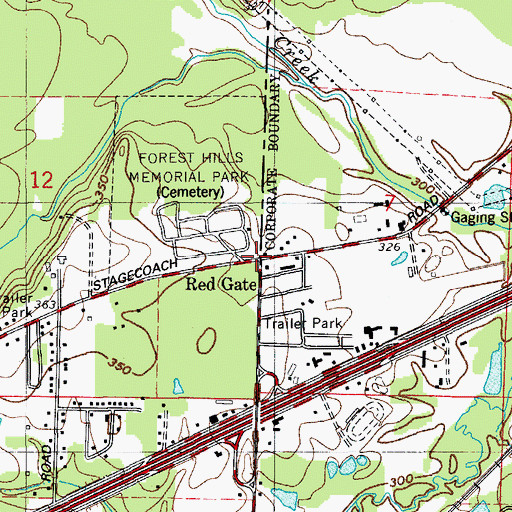 Topographic Map of Red Gate, AR
