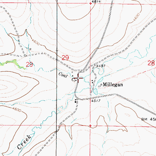Topographic Map of Coal Creek, MT