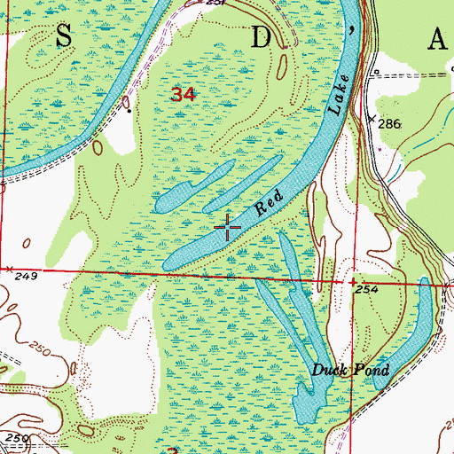 Topographic Map of Red Lake, AR