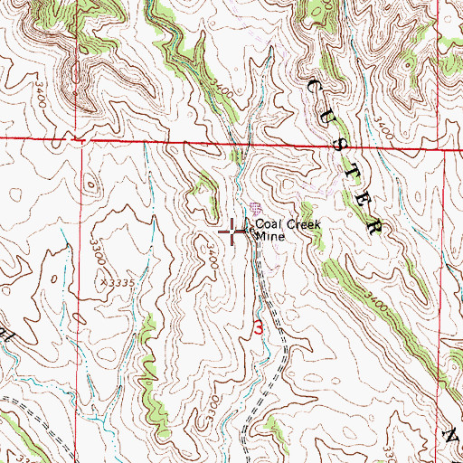 Topographic Map of Coal Creek Mine, MT