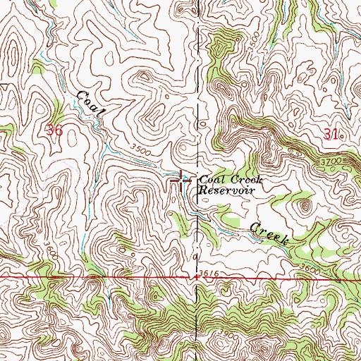 Topographic Map of Coal Creek Reservoir, MT