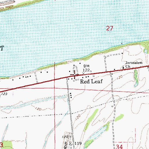 Topographic Map of Red Leaf, AR