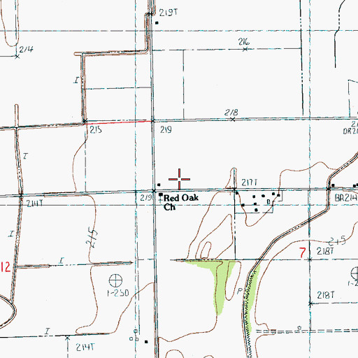 Topographic Map of Red Oak Baptist Church, AR