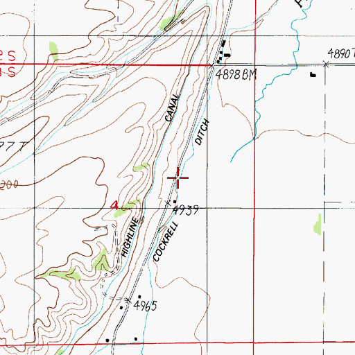 Topographic Map of Cockrell Ditch, MT