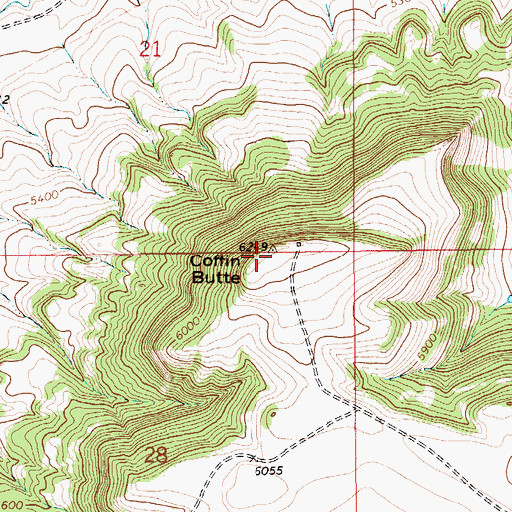 Topographic Map of Coffin Butte, MT