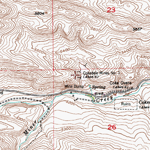 Topographic Map of Cokedale Mines Number 1, MT