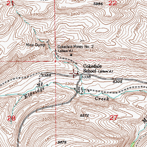 Topographic Map of Cokedale School (historical), MT