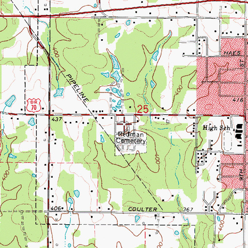 Topographic Map of Redman Cemetery, AR