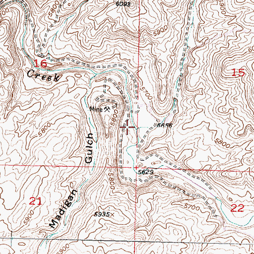 Topographic Map of Cold Spring Creek, MT
