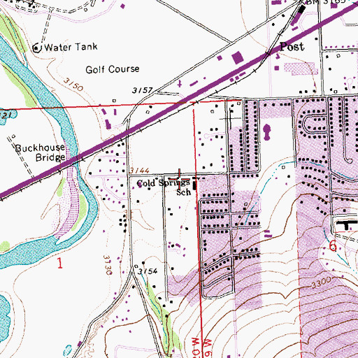 Topographic Map of Cold Springs School, MT