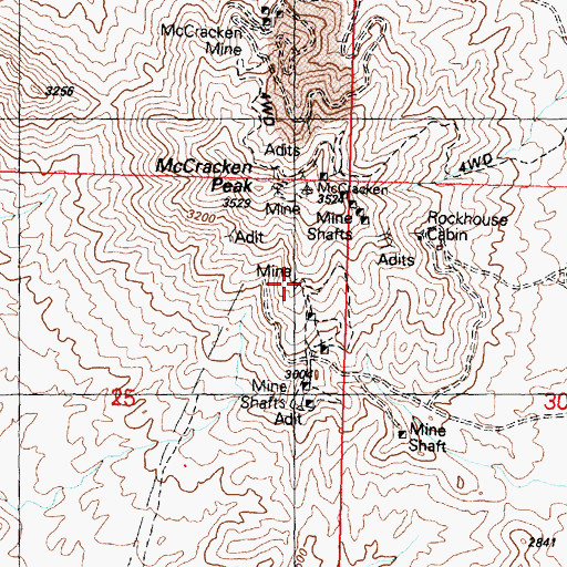 Topographic Map of McCracken Mine, AZ