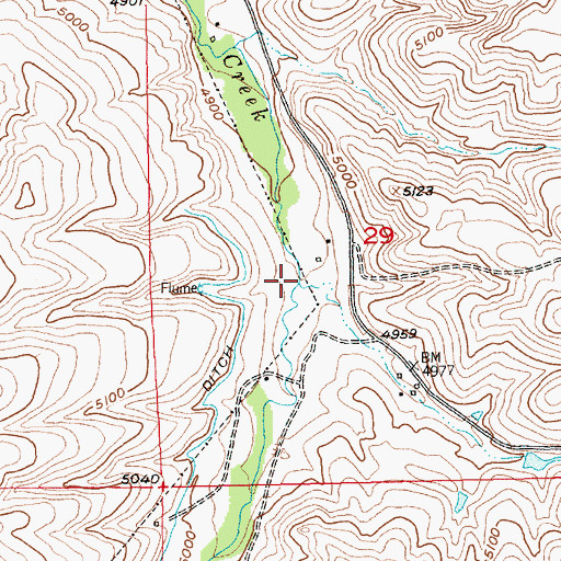Topographic Map of Cole Creek, MT