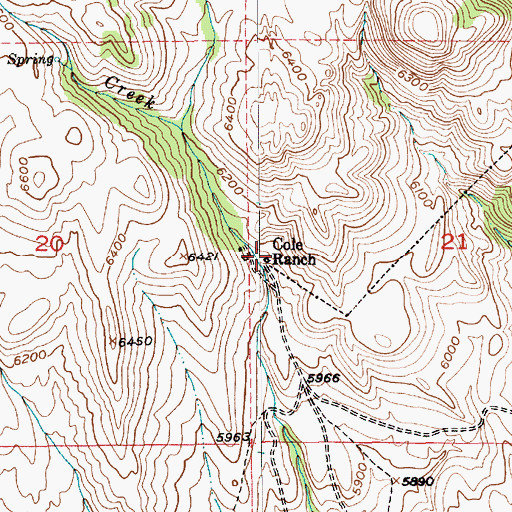 Topographic Map of Cole Ranch, MT