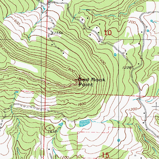 Topographic Map of Red Rock Point, AR