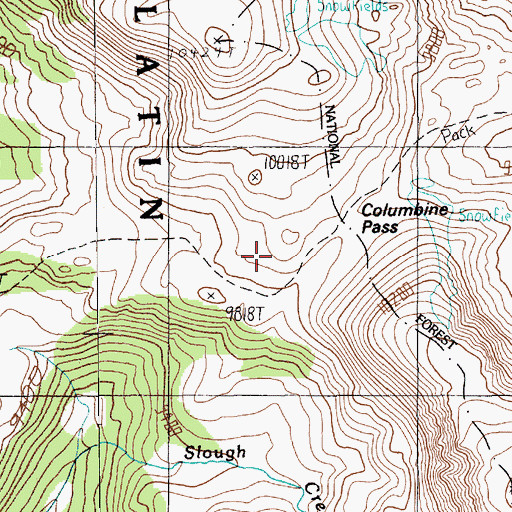 Topographic Map of Columbine Pass, MT