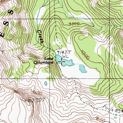 Topographic Map of Lake Columbine, MT