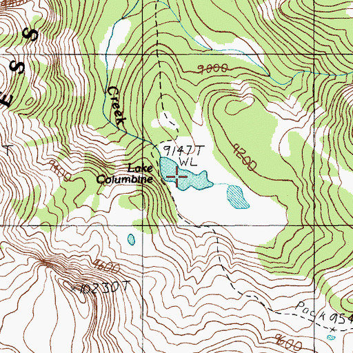 Topographic Map of Lake Columbine, MT